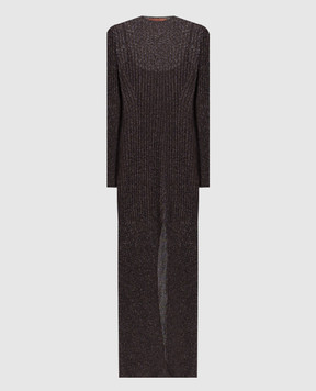 Missoni Коричневое платье миди в рубчик DS26WG0YBK01JE
