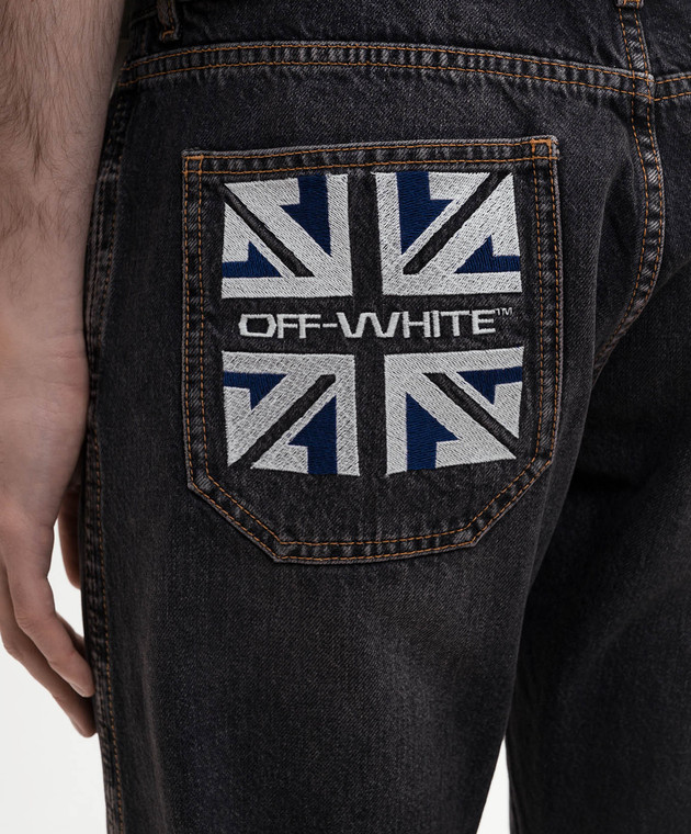 Off-White Черные джинсы с эффектом потертости 44XYA195S26D003 изображение 4