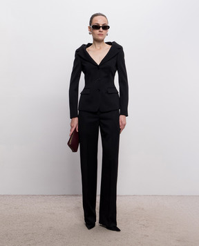 Alexander McQueen Черные брюки из шерсти с лампасами 876722QJAAC
