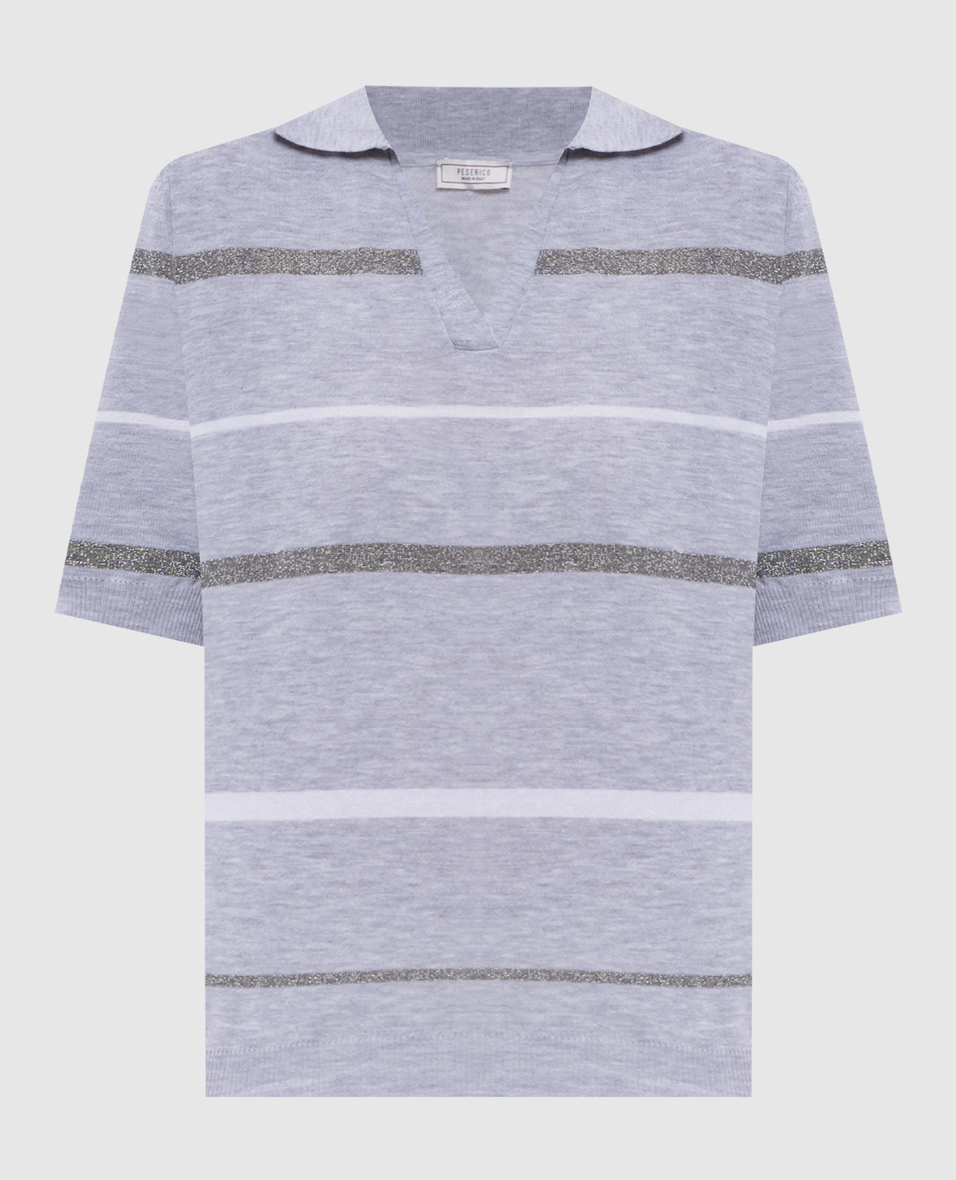 Серое поло в полоску