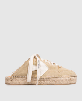 Off-White Бежевые кроссовки-мюли с нашивкой эмблемы OWIB019S26FAB001