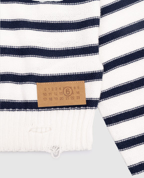 Maison Margiela MM6 Дитячий білий джемпер в смужку з проріхами M60988MM07U