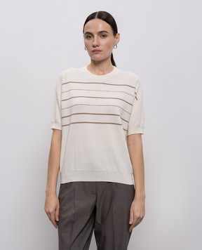 Peserico Білий топ з ланцюжком моніль A99088F149234S