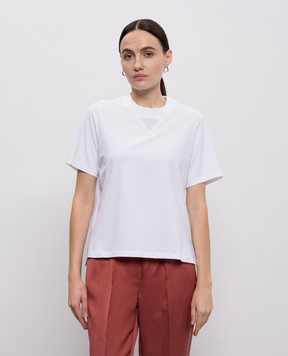 Peserico Біла футболка з ланцюжком моніль A06881J00070C