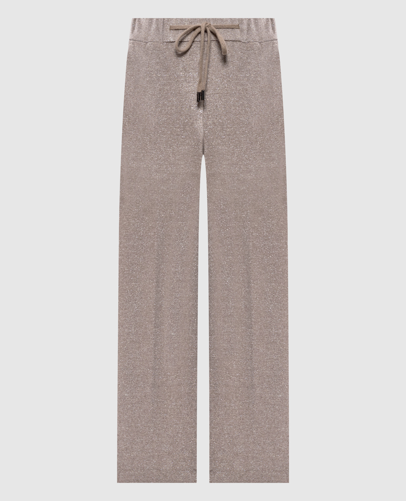 

Бежевые велюровые брюки с люрексом, Бежевый, Прямые брюки