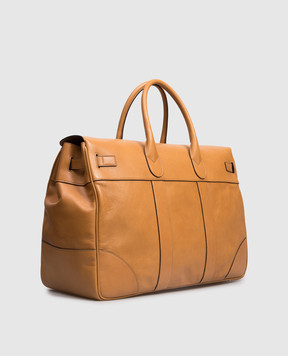 Brunello Cucinelli Коричневая кожаная дорожная сумка с логотипом MBTGBU071