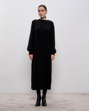 Twinset Черное платье с шерстью с логотипом 252AT3112