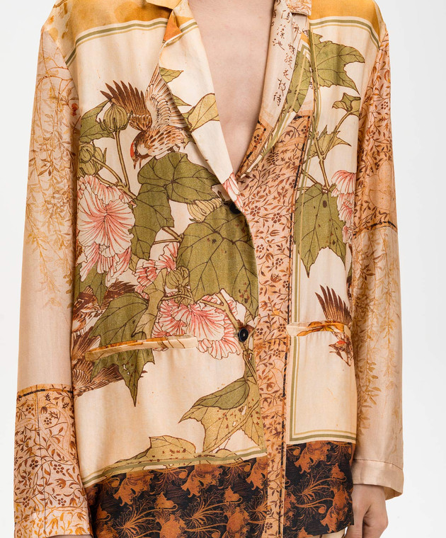 Masnada Бежевий жакет в брендовий принт 8060 зображення 5