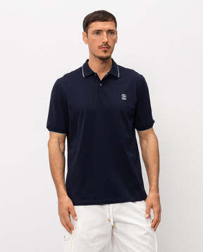 Brunello Cucinelli Темно-Синє поло з вишивкою емблеми M0B139779G
