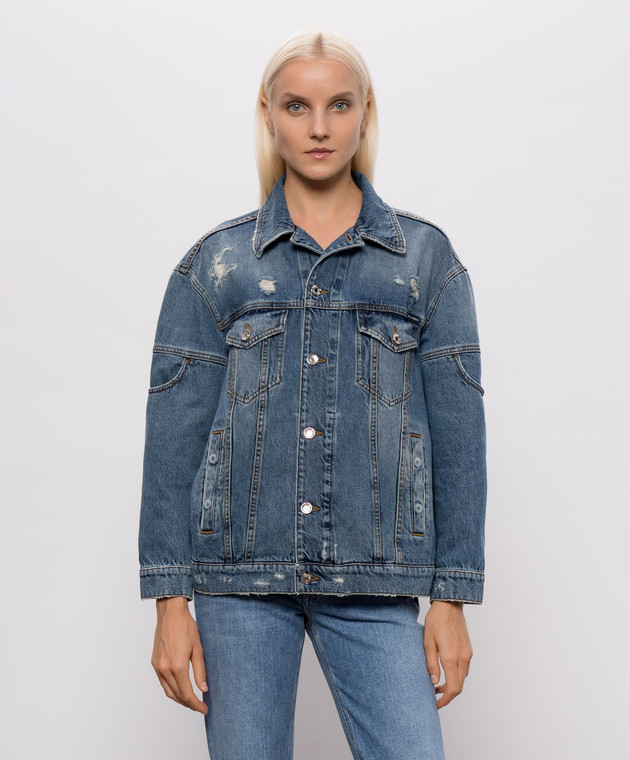 Dolce&Gabbana Синя джинсова куртка з проріхами F9U77DG8PR5 зображення 3
