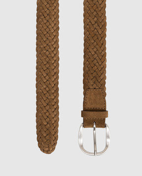 Orciani Коричневий замшевий плетений ремінь з логотипом U08318SUP