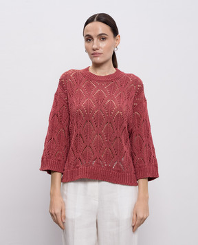 Peserico Бордовий ажурний джемпер з паєтками A99054F0309110