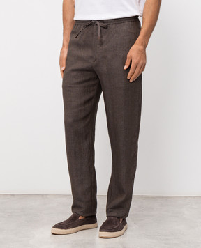 Canali Коричневі штани з льону AE05958U97003