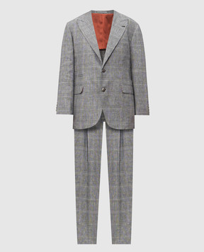 Brunello Cucinelli Костюм з льоном у віндзорську клітинку MB4279CFN2