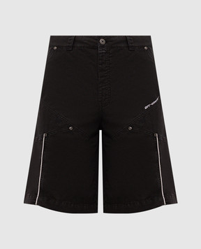 Off-White Черные джинсовые шорты с контрастным логотипом 44XCS006S26F001