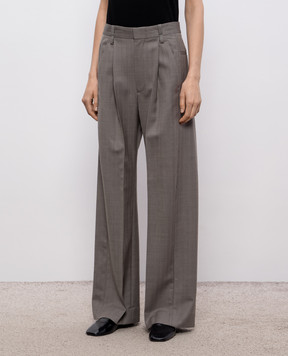 Victoria Beckham Серые брюки из шерсти 1226WTR007113A