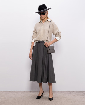 Brunello Cucinelli Сірий светр з вовною з люрексом MGG270505P