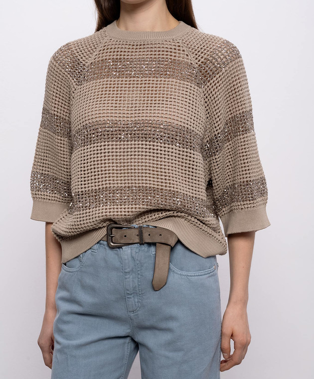 Brunello Cucinelli Коричневый замшевый ремень с цепочкой мониль M0DELC34C изображение 2