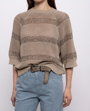 Brunello Cucinelli Коричневий замшевий ремінь з ланцюжком моніль M0DELC34C