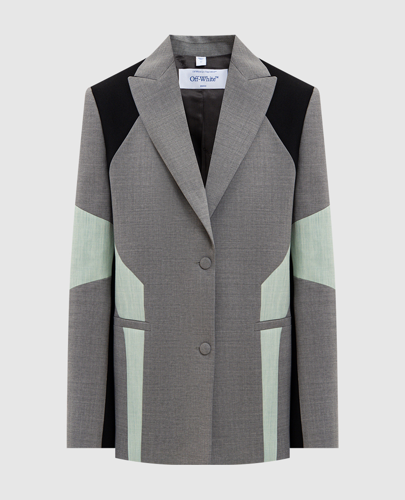 

Серый жакет из шерсти Color Block, Жакеты