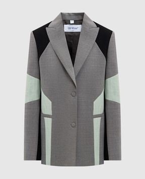 Off-White Сірий жакет з вовни Color Block 2EF12PS26FAB001