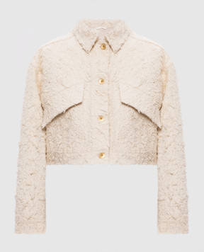 Brunello Cucinelli Джинсовая куртка цвета айвори с цепочкой мониль ML1217771