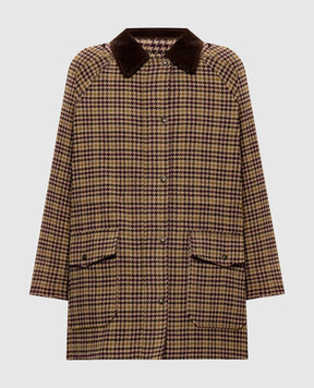 Twinset Бежевый парка с шерстью в узор 262LI2BAA