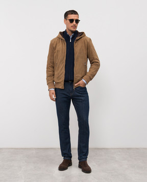 Cashmere&Whiskey Коричнева замшева куртка з капюшоном DF866