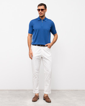 Stefano Ricci Синє поло із шовку з монограмою логотипа K616215P31F26101