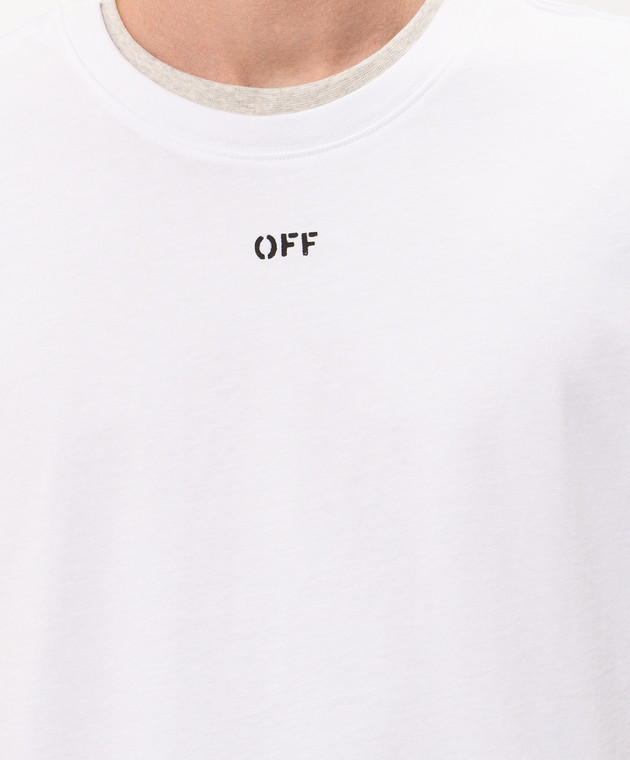 Off-White Серая меланжевая футболка с принтом логотипа 44MAA16NF26J004 изображение 5