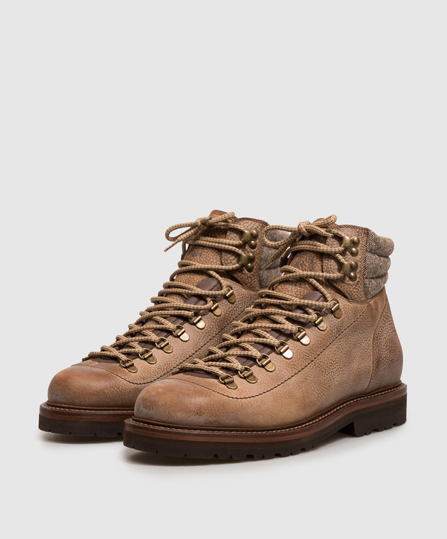 Brunello Cucinelli Коричневі шкіряні черевики MZURCCS890 зображення 2