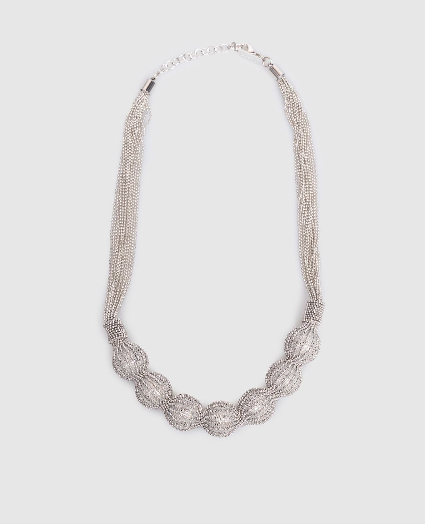 Серебряное колье с цепочкой мониль