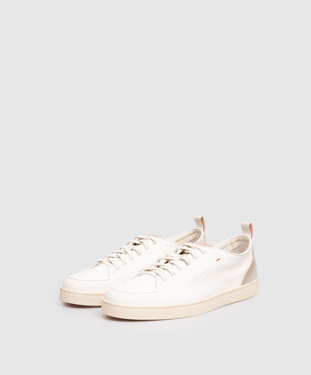 Santoni Білі шкіряні кросівки MBNO22184TIRTFRI зображення 2