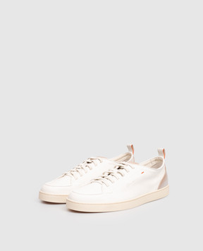 Santoni Білі шкіряні кросівки MBNO22184TIRTFRI
