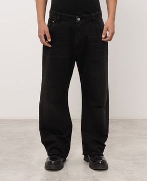 Vetements Чорні джинси з принтом MH27DJ081B