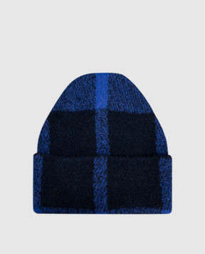 Off-White Синяя шапка с шерстью в клеточку OWLC01BF25KNI003