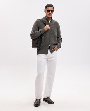 Canali Зеленый кардиган из шерсти в узор MK02550C1221