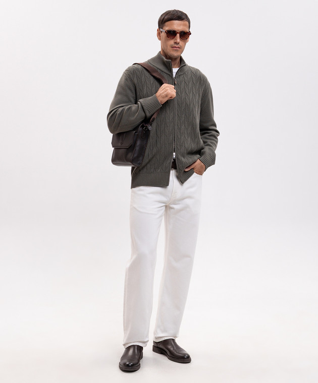 Canali Зеленый кардиган из шерсти в узор MK02550C1221 изображение 2