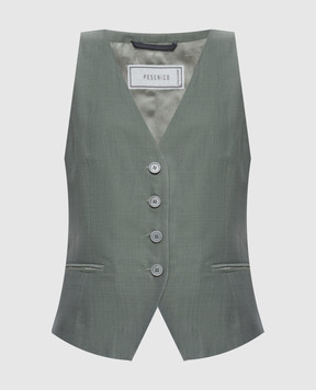 Peserico Жилет кольору хакі з льоном S0304100677