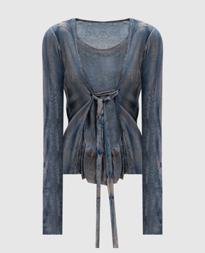 Masnada Синя блуза з шовком 8091