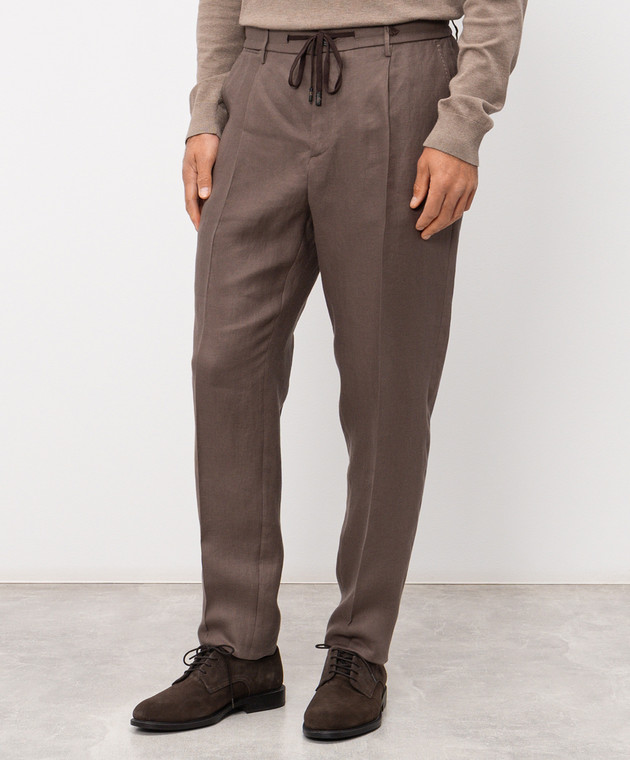 Peserico Коричневі штани з льону R54274D02606 зображення 3