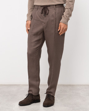 Peserico Коричневі штани з льону R54274D02606