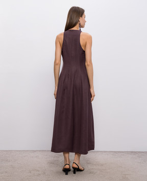 Brunello Cucinelli Фиолетовое платье миди с льном MH126A5171