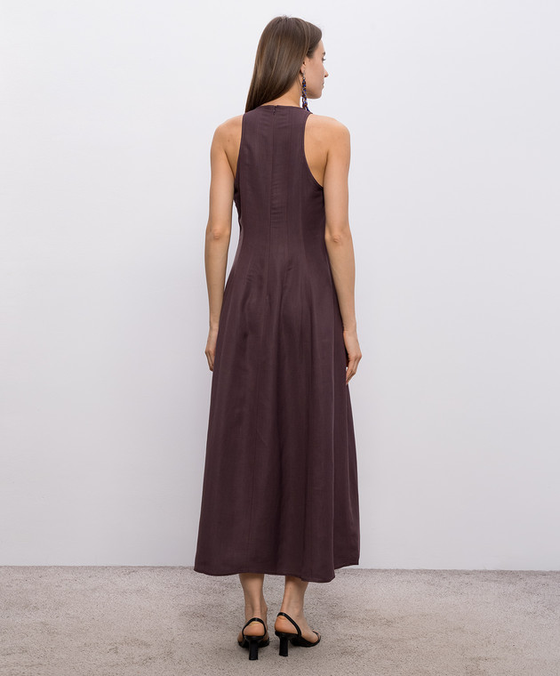 Brunello Cucinelli Фіолетова сукня міді з льоном MH126A5171 зображення 3