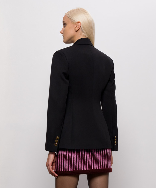 Versace Черный двубортный жакет из шерсти 10269241A17793 изображение 3