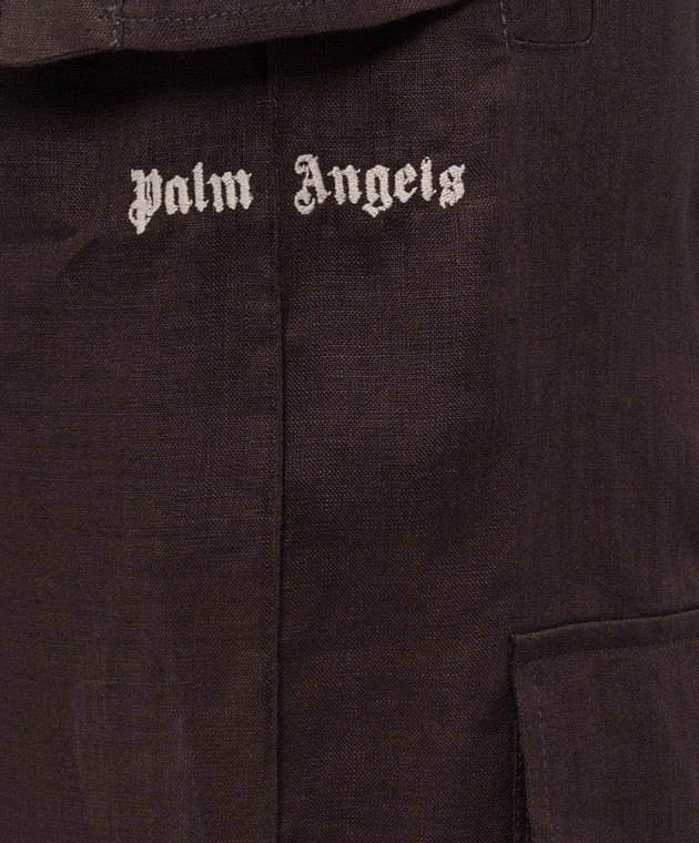 Palm Angels Коричневі штани-карго з льону PMCF03CS26FAB001 зображення 5