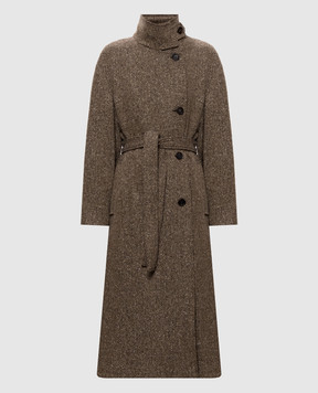 Brunello Cucinelli Коричневое пальто в узор MG5669766