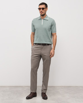 Stefano Ricci Зеленое поло из шелка в узор K616452P31F26117