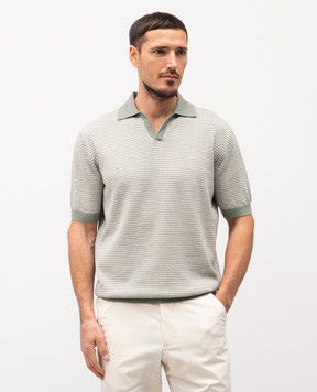 Agnona Зеленое поло в узор полоску K311U357H1412