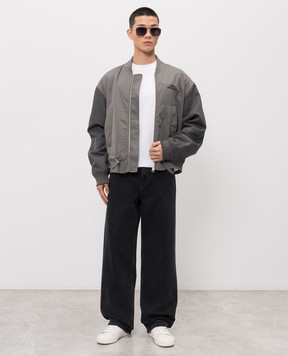 Axel Arigato Сірий бомбер Archer з вишивкою логотипа A3764002